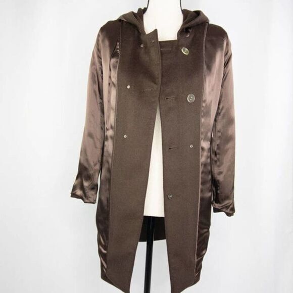 Vintage wool silk cashmere blend brown coat‎ - Picture 14 of 16